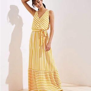 LOFT Chevron Flounce Maxi Dress